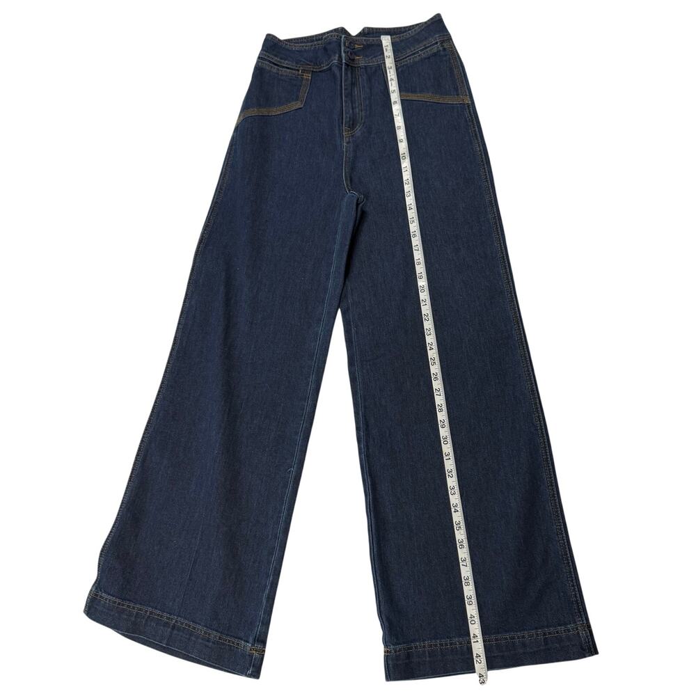 House of Harlow 1960 Wide leg Sailor Dark Wash High Rise Blue Jeans Size 28 - Picture 9 of 12